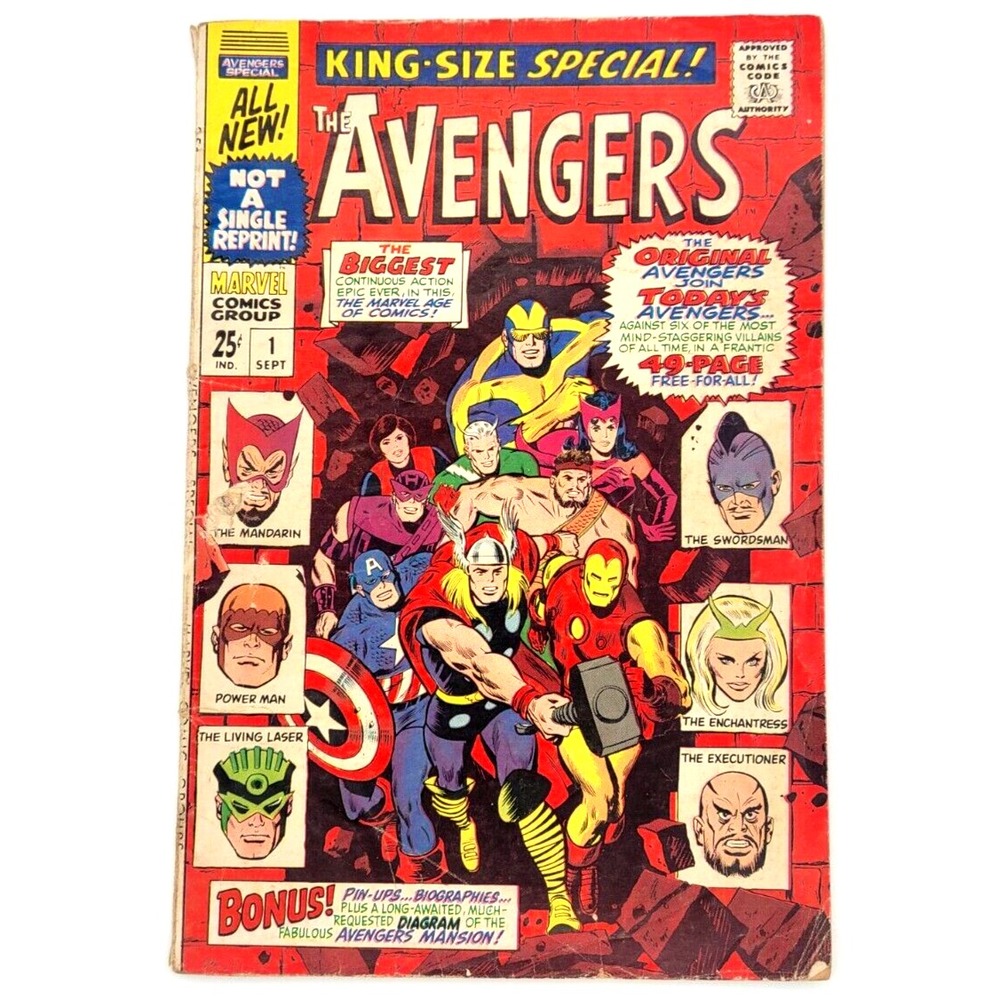 THE AVENGERS KING-SIZE SPECIAL #1 (1967) / VG- / MANDARIN / SWORDSMAN / THOR